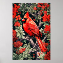 Red Cardinal, Wall Poster, Art Illustration