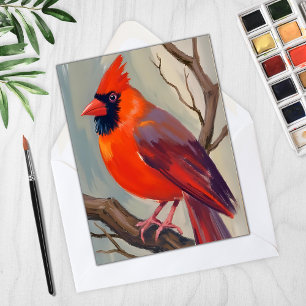 Red Cardinal Watercolor Painting Card