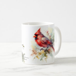 Red Cardinal Watercolor Soft yellow Greens Coffee Mug