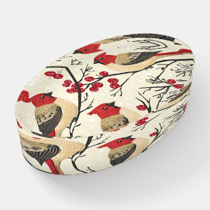 Red Cardinal Winter Berry Christmas Pattern Paperweight