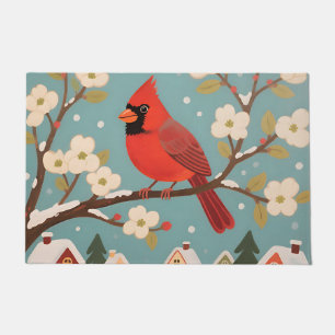 Red Cardinal Winter Branch Doormat
