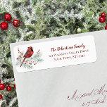 Red Cardinal Winter Christmas Return Address Label<br><div class="desc">Add the finishing touch to your Christmas cards and holiday mail, with these delightful return address labels, featuring a cute watercolor red cardinal perched on a snow-covered pine branch, decorated with sprigs of holly berries. If you would like design tweaks or want the design on more products, please contact me...</div>