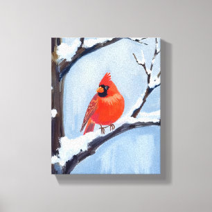 Red Cardinal   Winter Holiday Watercolor Painting Canvas Print
