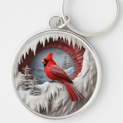 Red Cardinal Winter Keychain