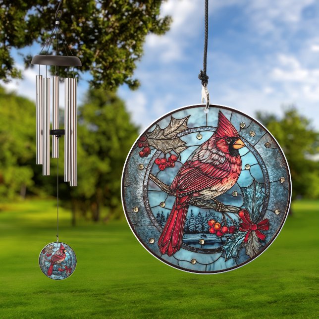 Red Cardinal Winter Scene  Wind Chime (Outdoor)