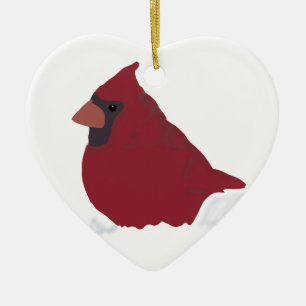 Red Cardinal Winter Snow Ceramic Ornament