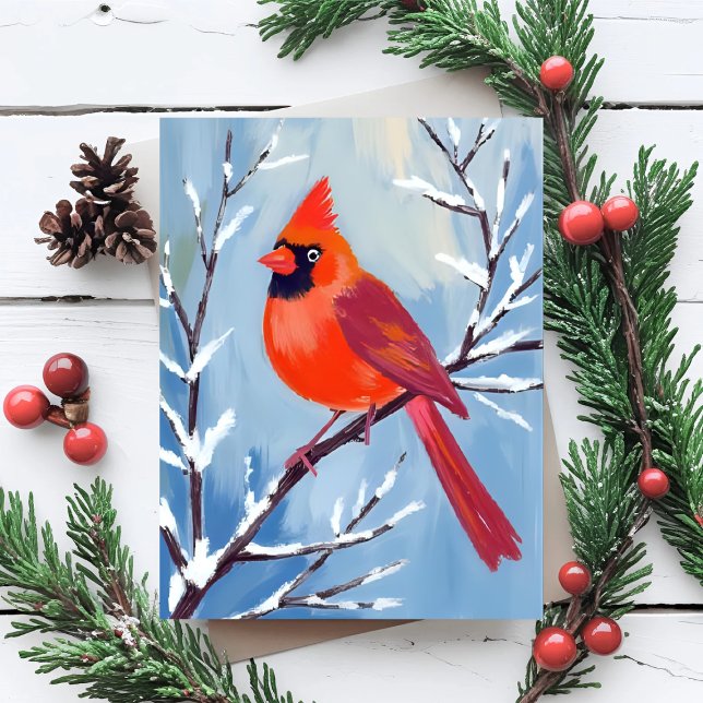Red Cardinal | Winter Watercolor Holiday Card (Creator Uploaded)