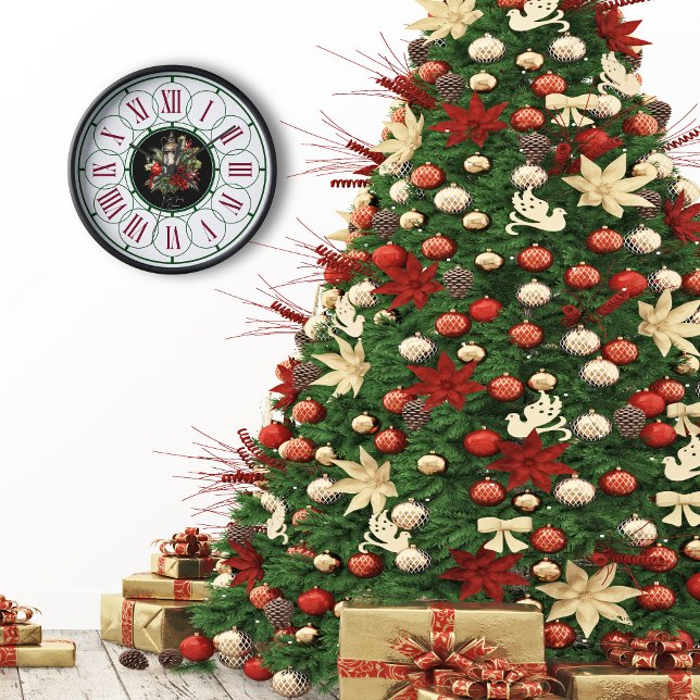 Red Cardinal With Holly Christmas Wall Clock (Creator Uploaded)