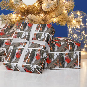 Red Cardinal With Winter Hat Wrapping Paper