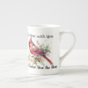 Red Cardinal '' You are Near '' Grief Bone China Mug