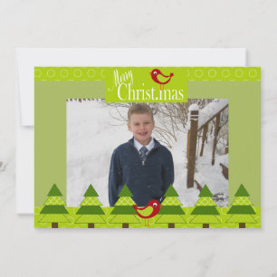 Red Cardinals and Christmas Trees Photo Card