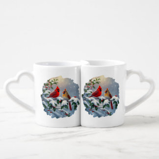 Red Cardinals and Holly in Snow Coffee Mug Set
