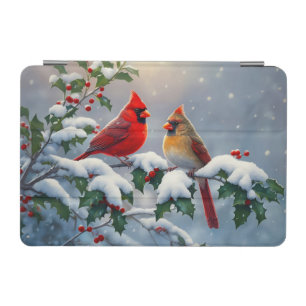 Red Cardinals and Holly in Snow iPad Mini Cover