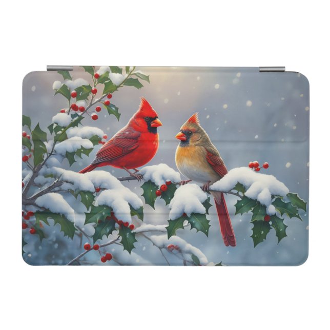 Red Cardinals and Holly in Snow iPad Mini Cover (Horizontal)