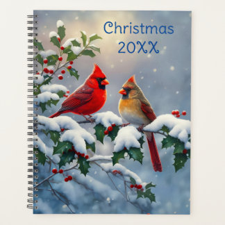 Red Cardinals and Holly in Snow Planner