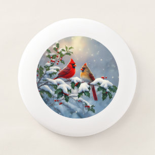 Red Cardinals and Holly in Snow Wham-O Frisbee