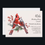 Red Cardinals Berries 40th Birthday Invitation<br><div class="desc">Beautiful red Cardinals on a snowy winter 40th birthday party invitation. Contact me for assistance with your customizations or to request additional matching or coordinating Zazzle products for your celebration.</div>