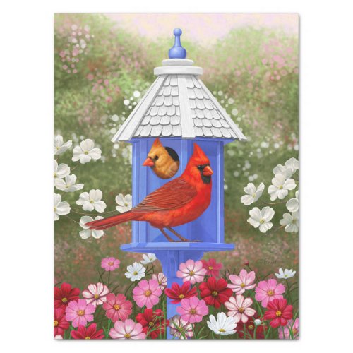 Red Cardinals Bird House Flower Garden Tissue Paper