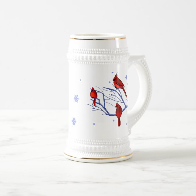 Red Cardinals Christmas Gift  Beer Stein (Front Right)