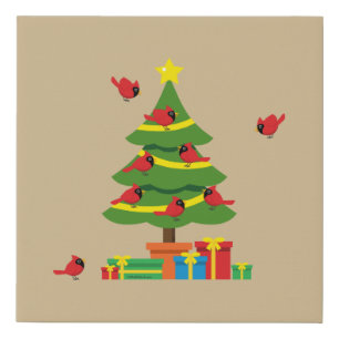Red Cardinals - Christmas Merrier Spent Together Faux Canvas Print