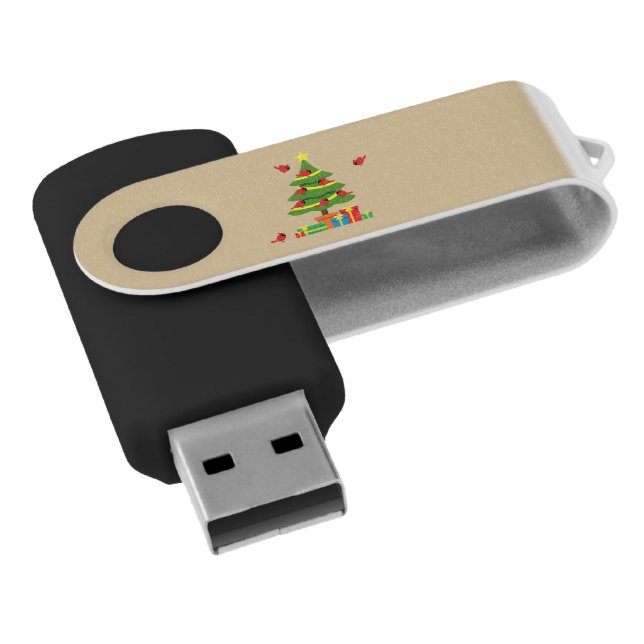 Red Cardinals - Christmas Merrier Spent Together Flash Drive (Angled)