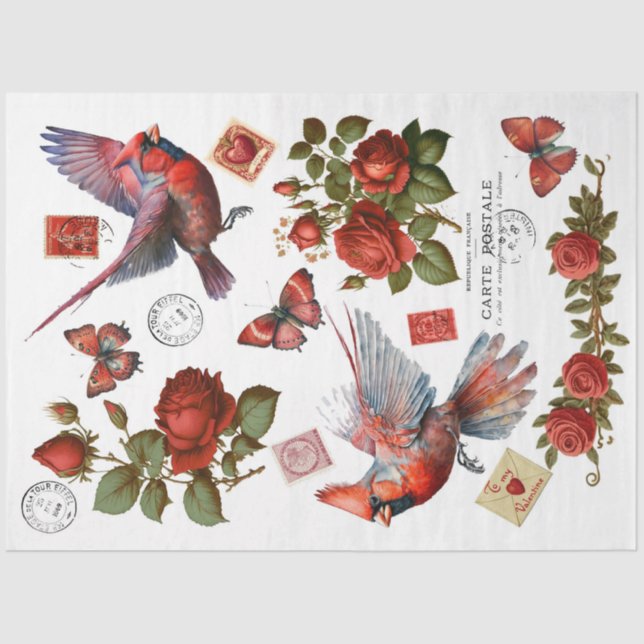 Red Cardinals  Clipart  Tissue Paper (Front)