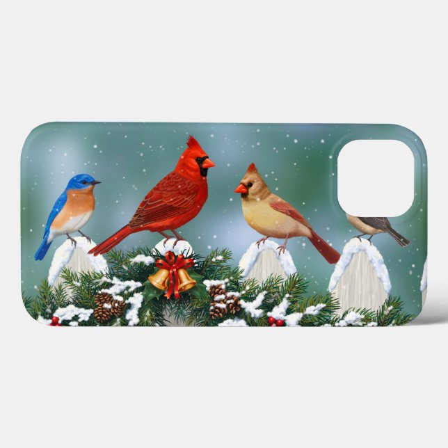 Red Cardinals Holiday Birds & Christmas Garland Case-Mate iPhone Case (Back (Horizontal))