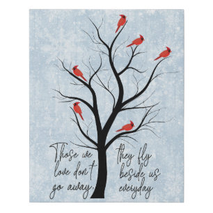 Red Cardinals in Tree - Heartfelt Memorial Saying Faux Canvas Print