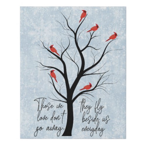 Red Cardinals in Tree _ Heartfelt Memorial Saying Faux Canvas Print