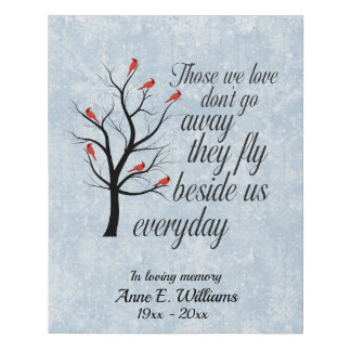 Red Cardinals in Tree-Memorial Quote Personalized Faux Canvas Print