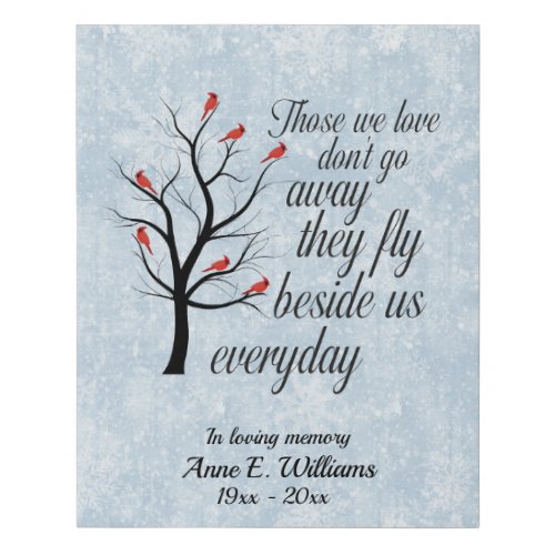 Red Cardinals in Tree_Memorial Quote Personalized Faux Canvas Print