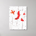 Red Cardinals In White Birch Trees And Snow Canvas Print at Zazzle