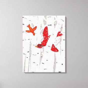Red Cardinals In White Birch Trees And Snow Canvas Print by CardArtFromTheHeart at Zazzle