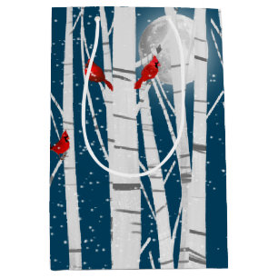 Red Cardinals In White Birch Trees Medium Gift Bag