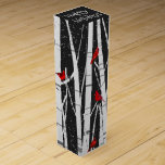 Red Cardinals In White Birch Trees   Wine Box<br><div class="desc">Red cardinals sitting in white birch trees with snowflakes on night sky and snowflakes.
Sky color can be changed.</div>
