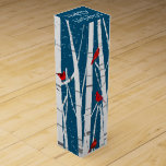 Red Cardinals In White Birch Trees  Wine Box<br><div class="desc">Red cardinals sitting in white birch trees with snowflakes on dark blue sky background and snowflakes.
Sky color can be changed.</div>