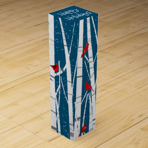 Red Cardinals In White Birch Trees  Wine Box