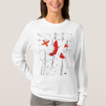 Red Cardinals In White Birch Trees Winter Scene T-shirt at Zazzle
