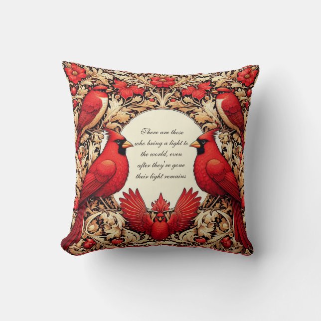 Red Cardinals Memorial Sympathy Keepsake Gifts Throw Pillow (Front)