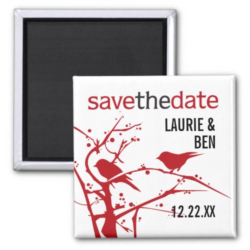 Red Cardinals on Branch Wedding Save the Date Magnet