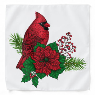 Red Cardinals on Christmas decoration Bandana