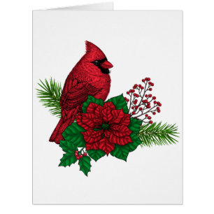 Red Cardinals on Christmas decoration Cards