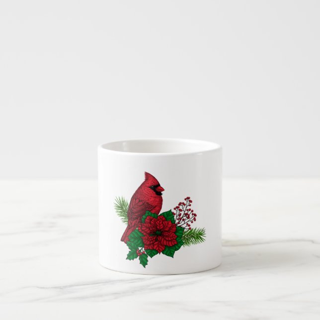 Red Cardinals on Christmas decoration Espresso Cup (Front)