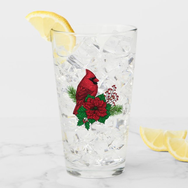 Red Cardinals on Christmas decoration Glass (Front Ice)