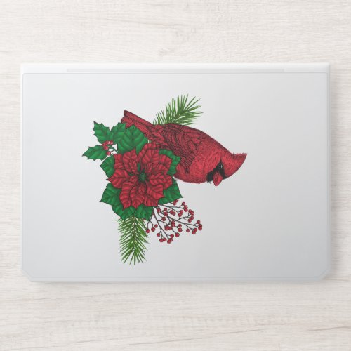 Red Cardinals on Christmas decoration HP Laptop Skin