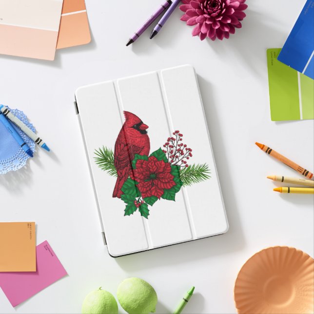 Red Cardinals on Christmas decoration iPad Pro Cover (Desk)