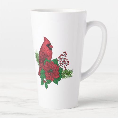 Red Cardinals on Christmas decoration Latte Mug