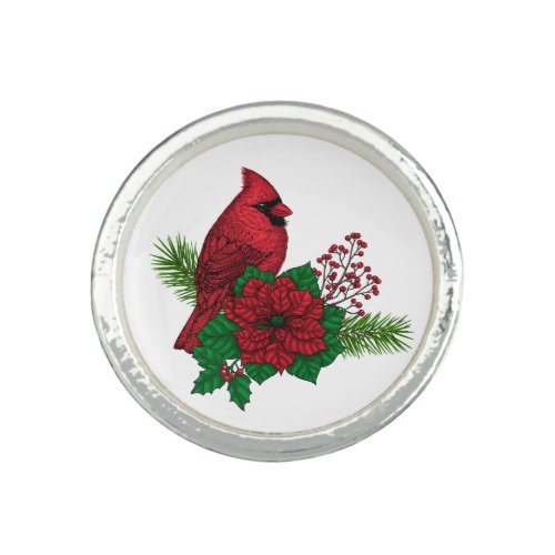 Red Cardinals on Christmas decoration Ring