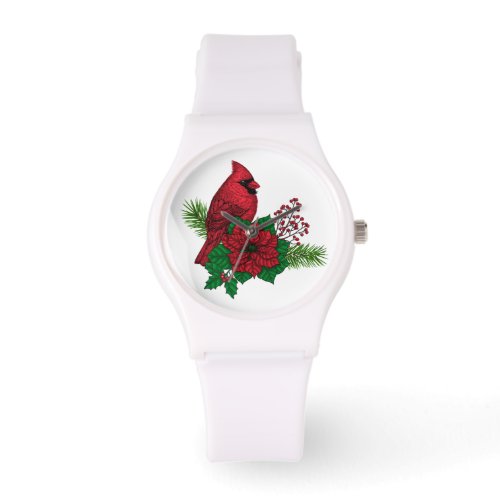 Red Cardinals on Christmas decoration Watch