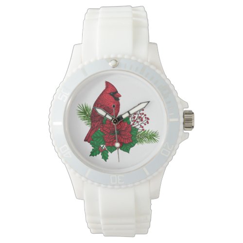 Red Cardinals on Christmas decoration Watch